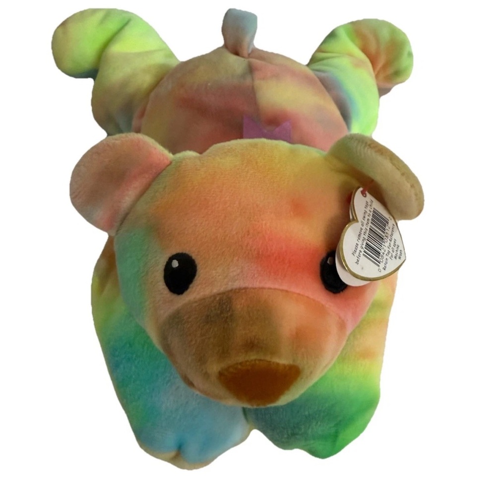 Ty Beanie Buddy, Vintage Pillow Pals Sherbet The Tie-dye Bear 1998 13 inch